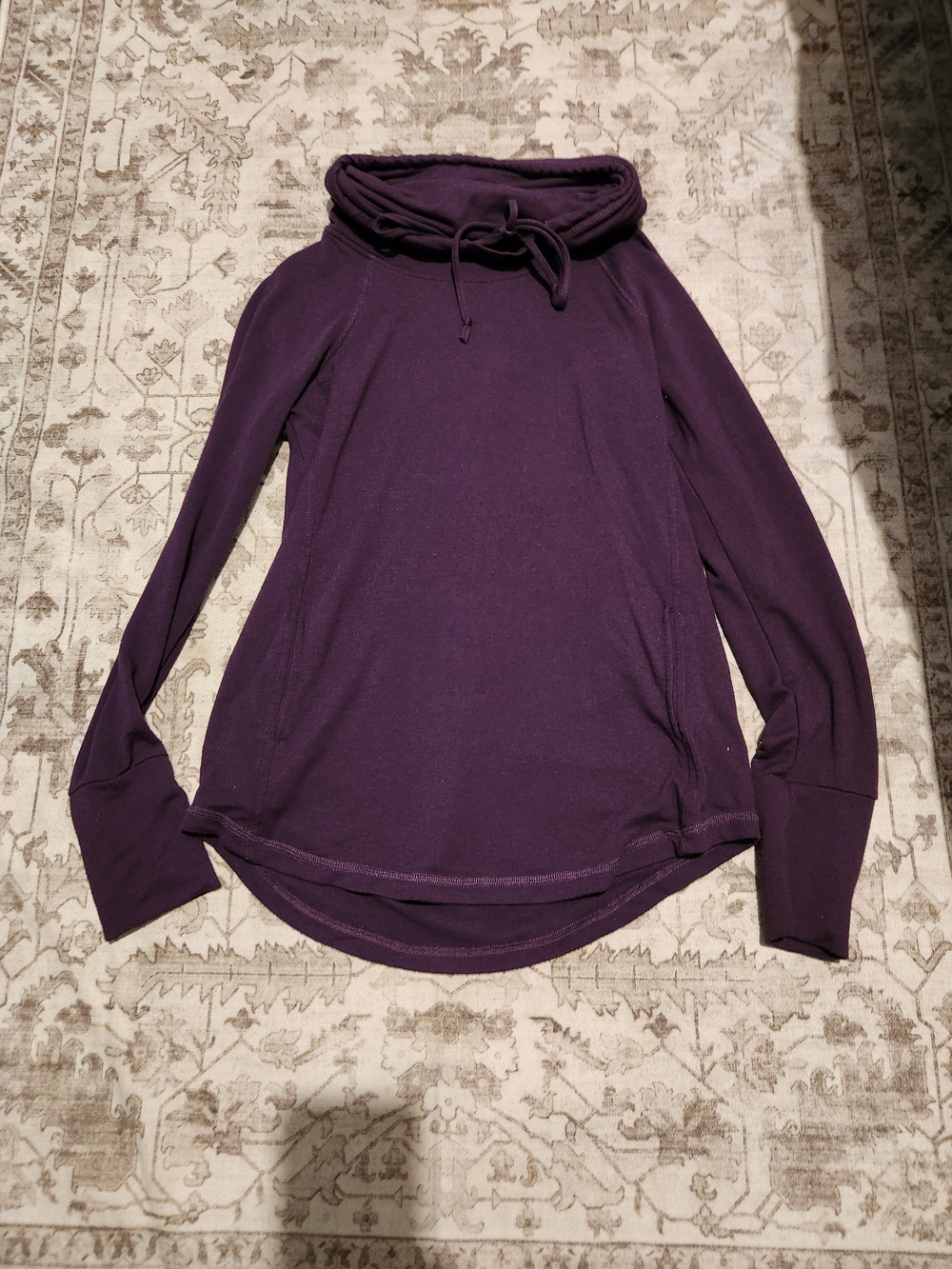 Pink Clover Deep Purple Cowl-Neck Pullover Hoodie